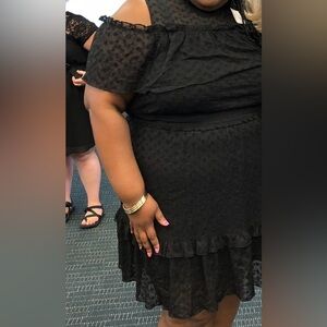 Plus Size- Lane Bryant- Cold Shoulder Black  Ruffle Lace Dress- 24W